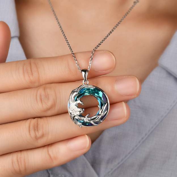 S925 I Survived Because The Fire Inside Me Burns Brighter Than The Fire Around Me Phoenix Crystal Necklace