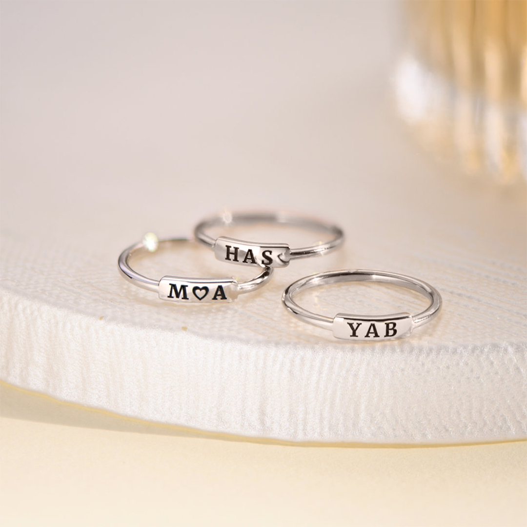 Striped Stacked Custom Rings