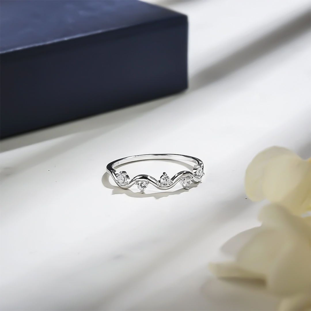 For Self - S925 A Self-Reminder Wavy Diamond Ring