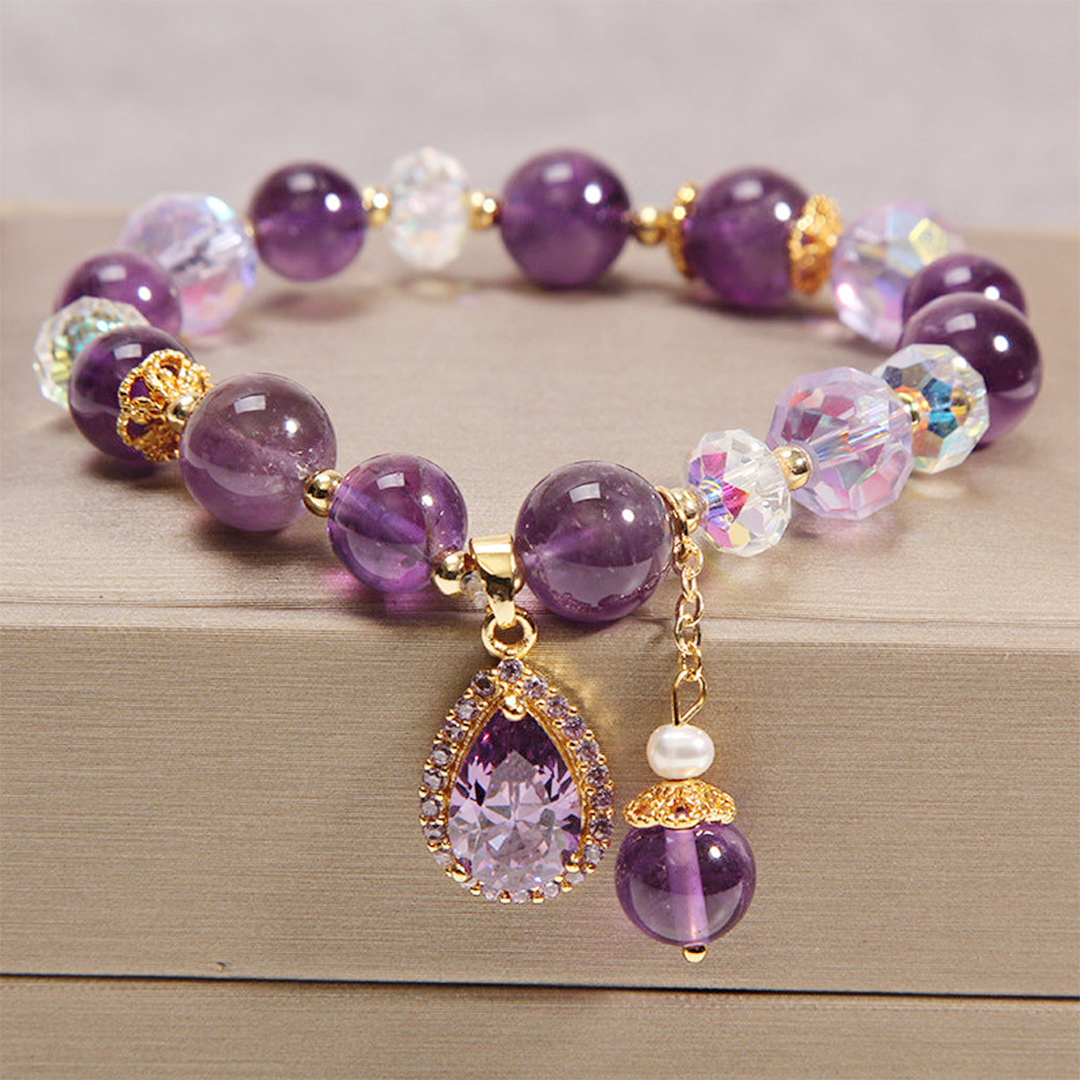 Amethyst Drop Beaded Bracelet