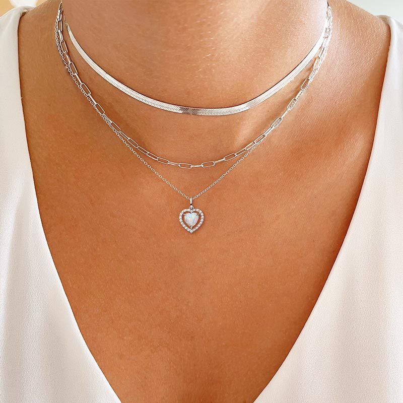 For Self - S925 Love Yourself Unconditionally Heart Opal Necklace