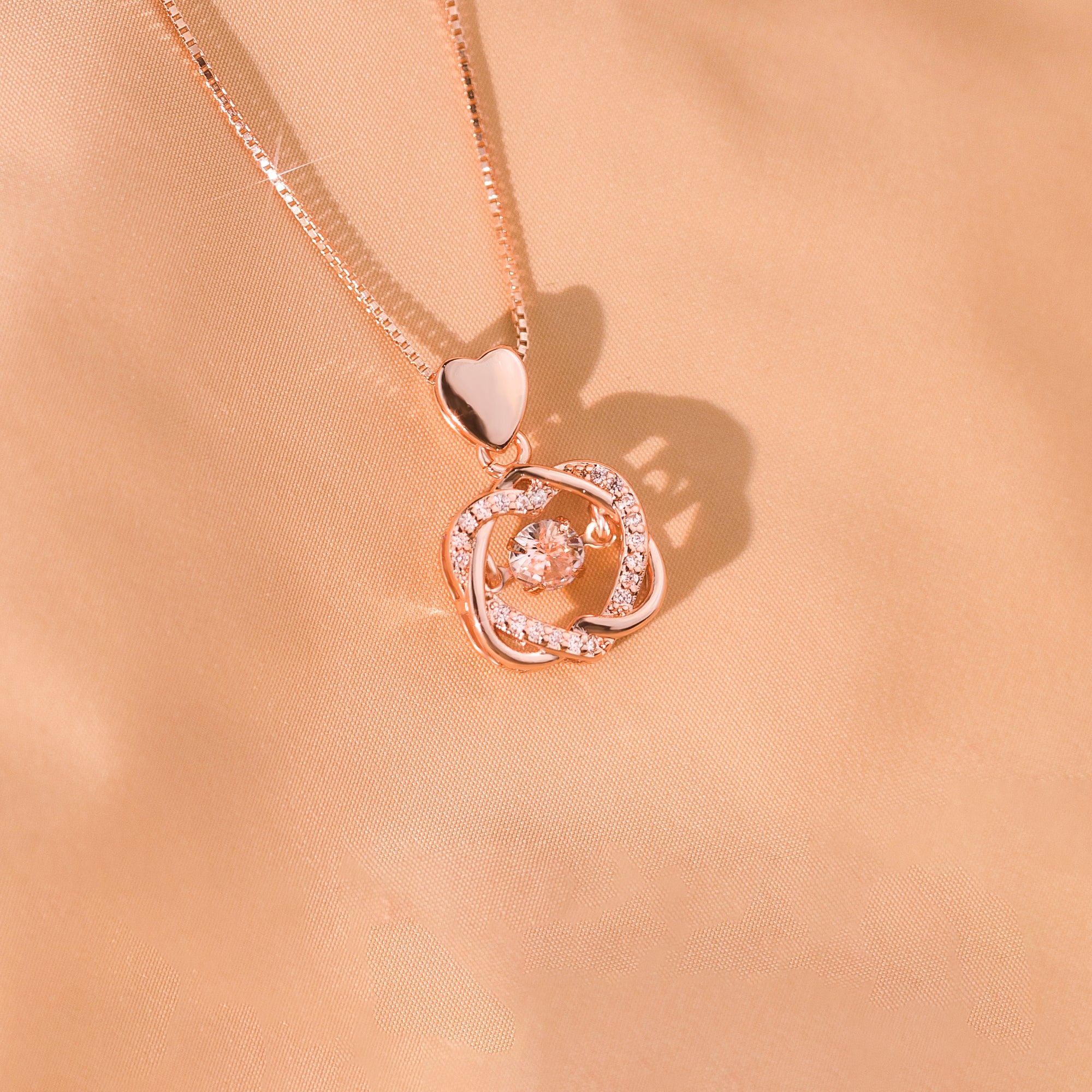 For Granddaughter - S925 Side by Side or Miles Apart We're Connected by Heart Love Knot Necklace