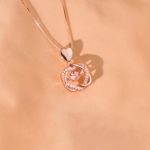 For Granddaughter - S925 Side by Side or Miles Apart We're Connected by Heart Love Knot Necklace