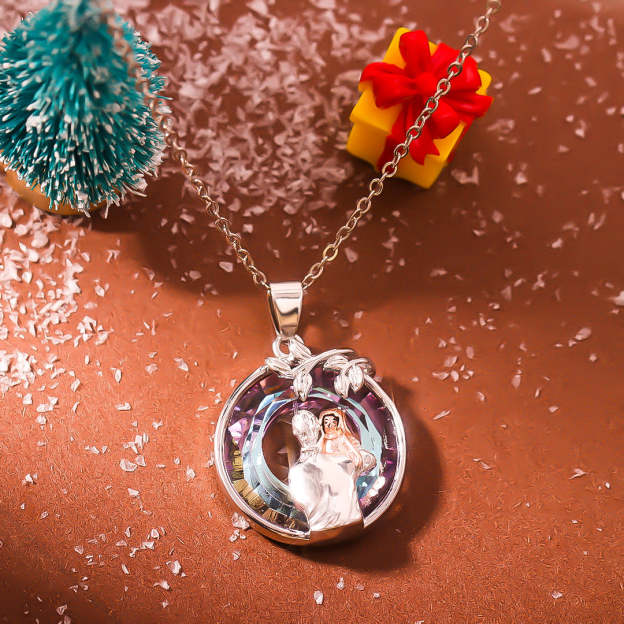 For Daughter - S925 When Life Tries to Knock You Down This Old Lion Will Always Have Your Back Circle Crystal Necklace