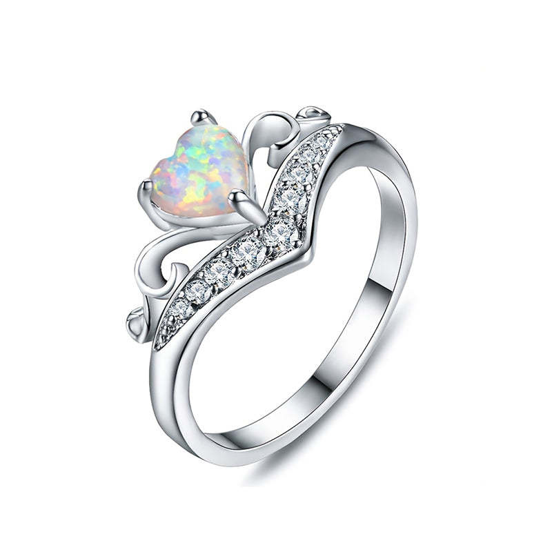 For Love - S925 I Love You Forever and Always Heart Opal Ring