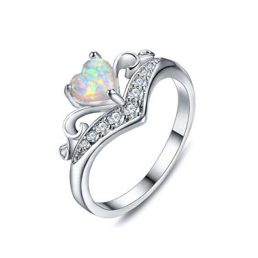 S925 Self Love Heart Crown Opal Ring