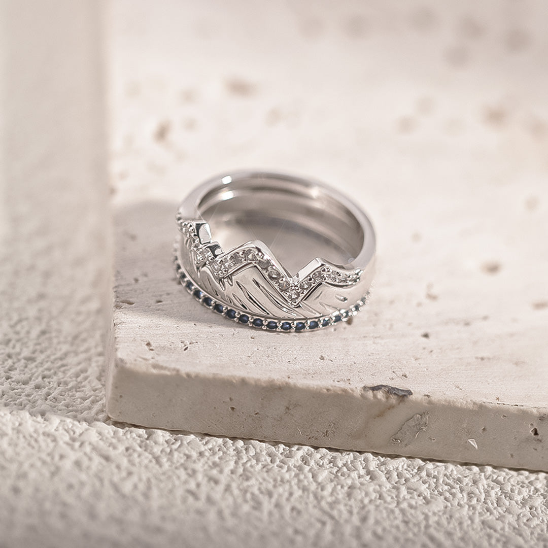 S925 Keep Climbing Mountain Rings