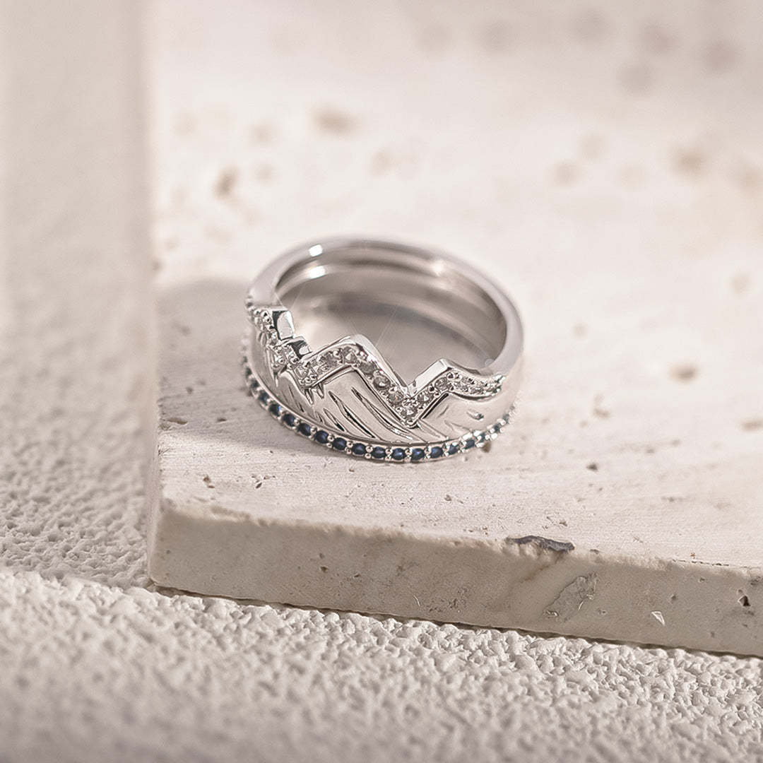 S925 Keep Climbing Mountain Rings