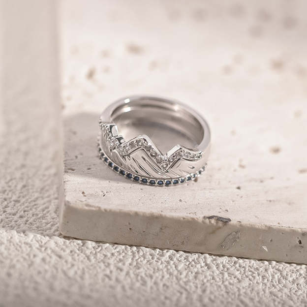 S925 Keep Climbing Mountain Rings