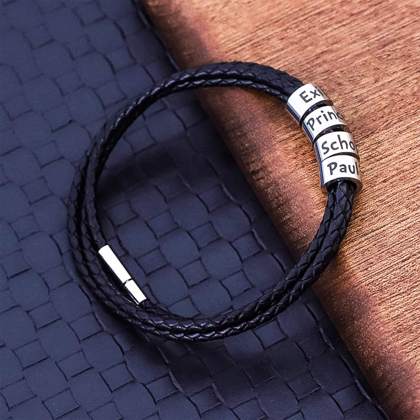 For Father - 3 Layer Cutiomized Name Leather Braided Bracelet