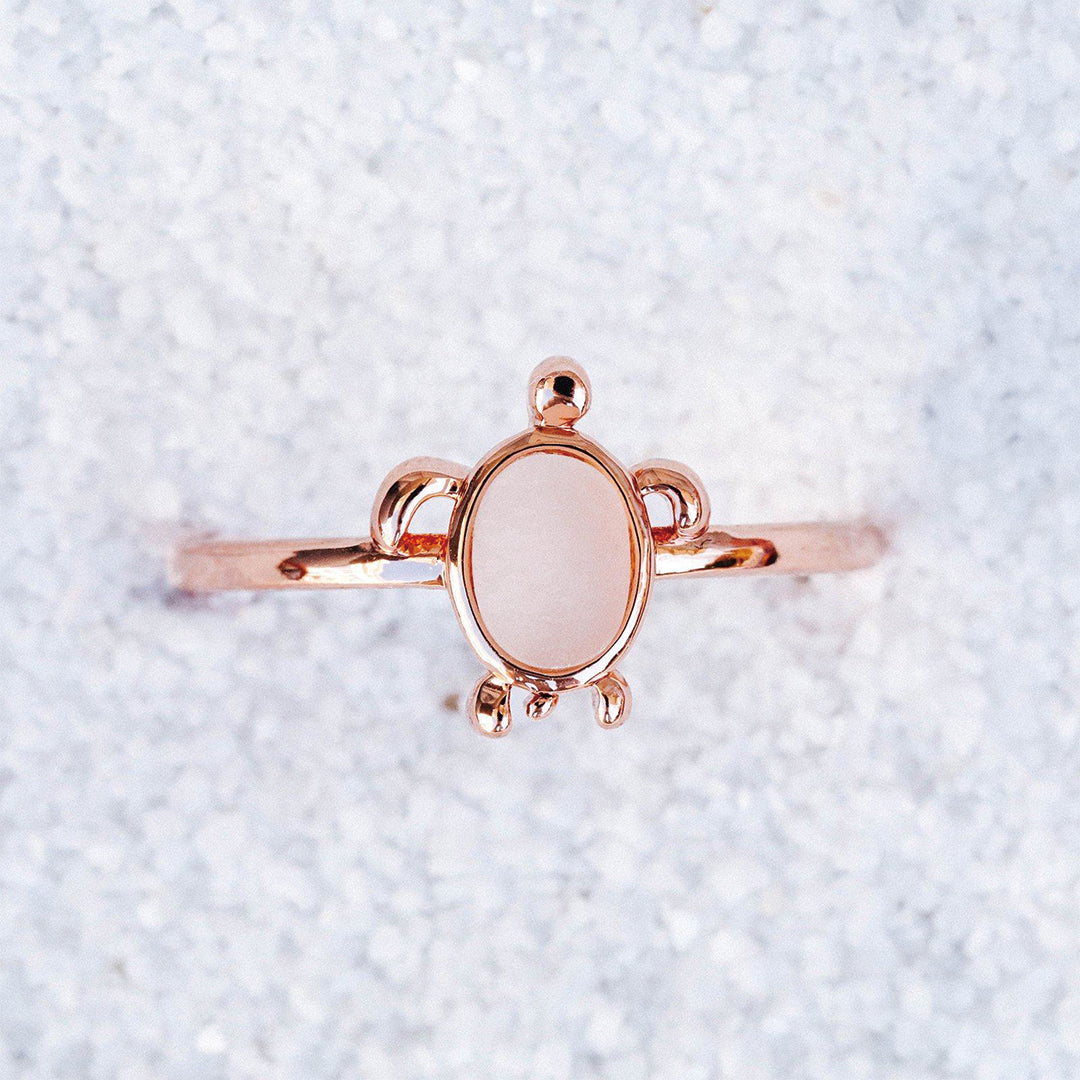 S925 Thalassophile Turtle Sea Glass Ring