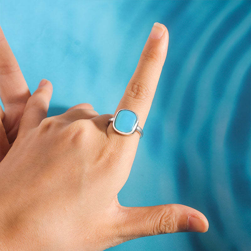 S925 Thalassophile Irregular Sea Glass Ring