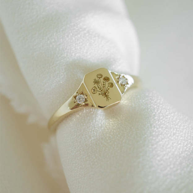 S925 Custom Birth Flower Ring – A Gift of Endless Beauty