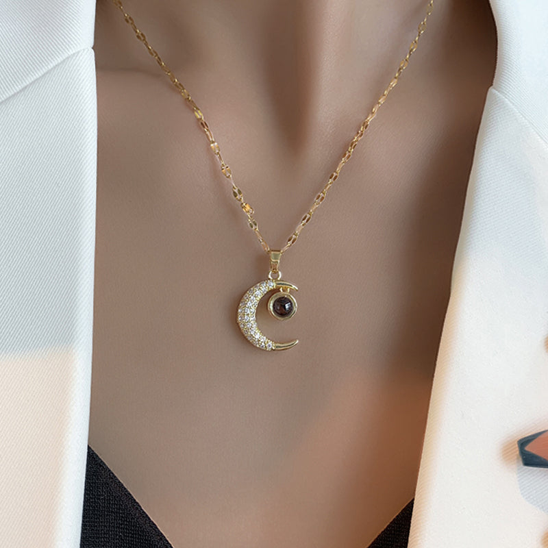 I Love You to the Moon and Back Projective Moon Necklace