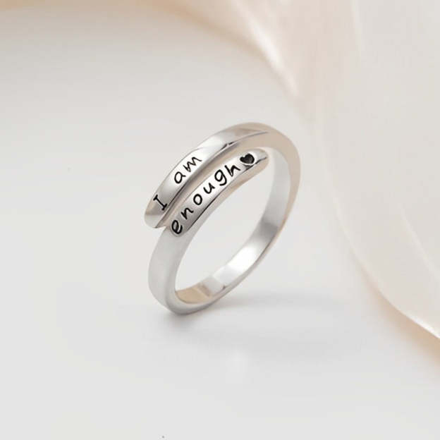 For Self - I Am Deserving of Everything Good Coming My Way Enough Heart Ring