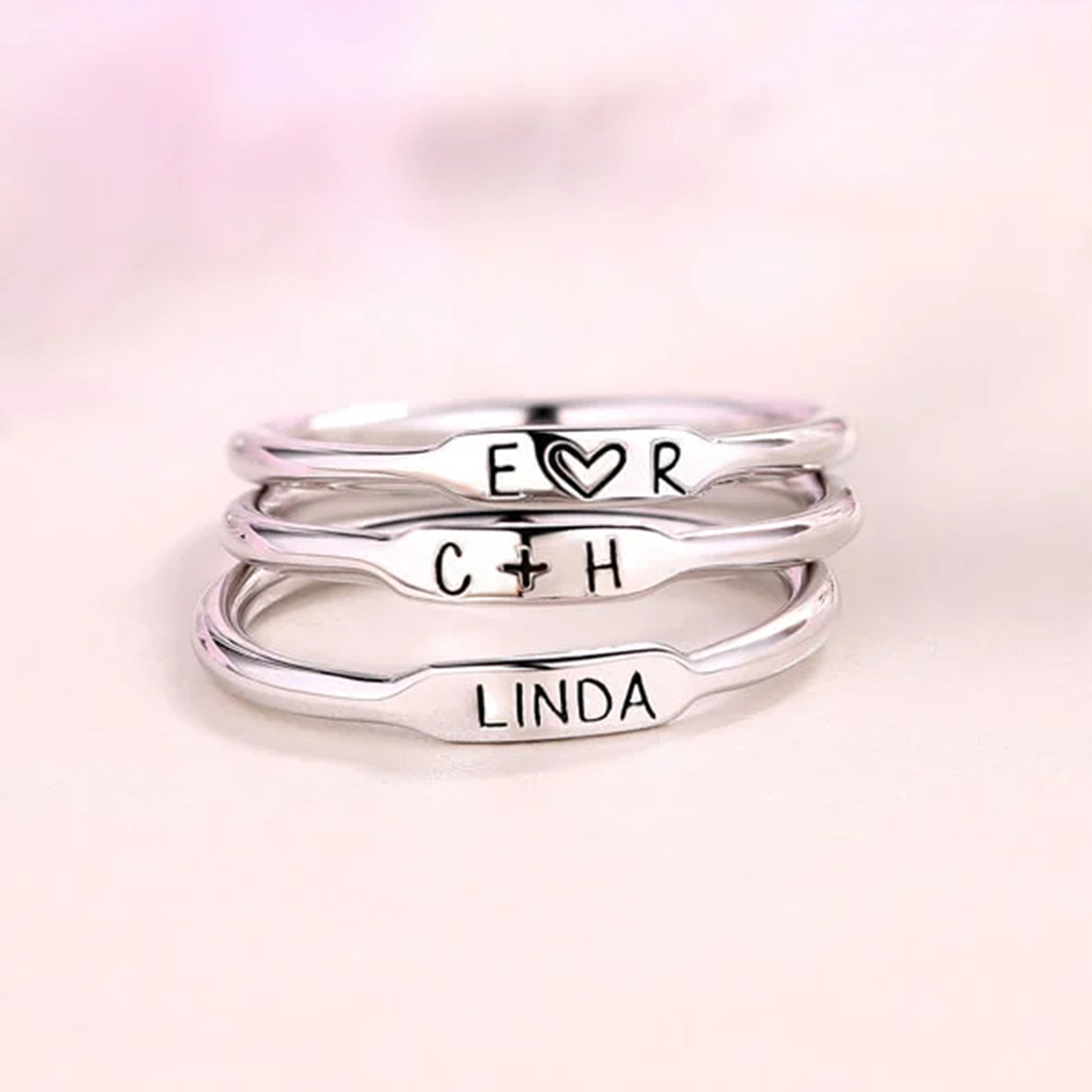 Striped Stacked Custom Rings