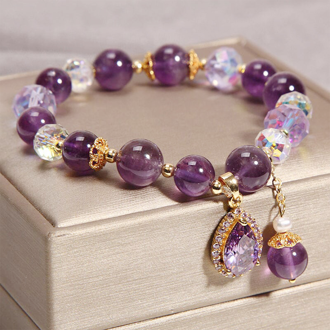 Amethyst Drop Beaded Bracelet