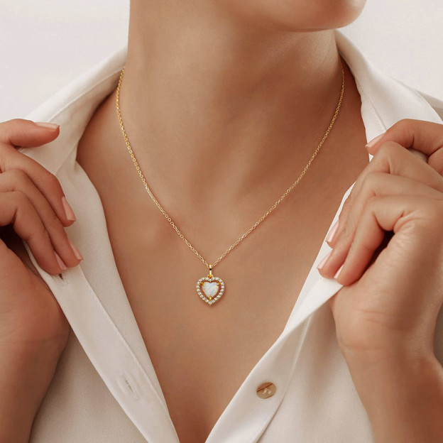 For Self - S925 Love Yourself Unconditionally Heart Opal Necklace