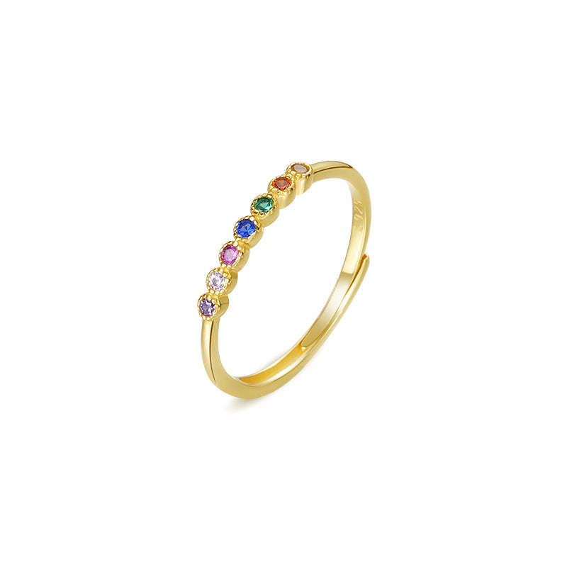 S925 Colorful Zironic Simple Stackable Ring