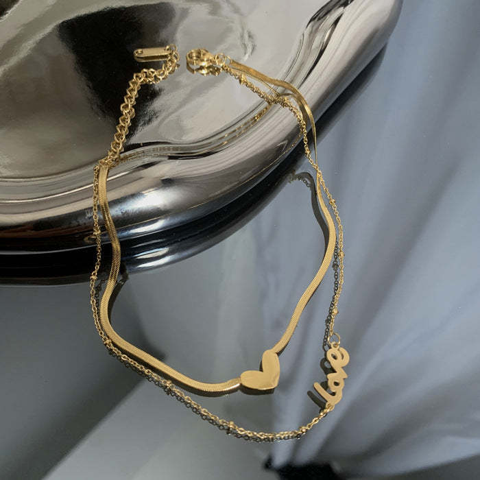 Love Heart Stacked Anklet