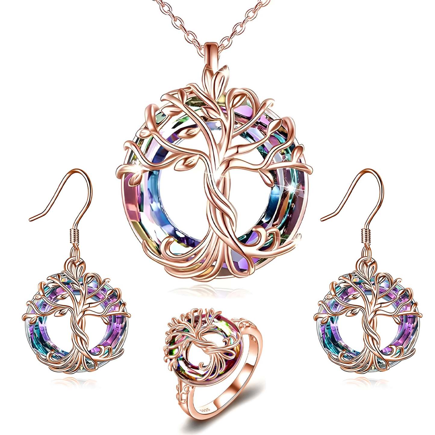 For Mom - S925 Mother is the Family Root Tree Crystal Necklace