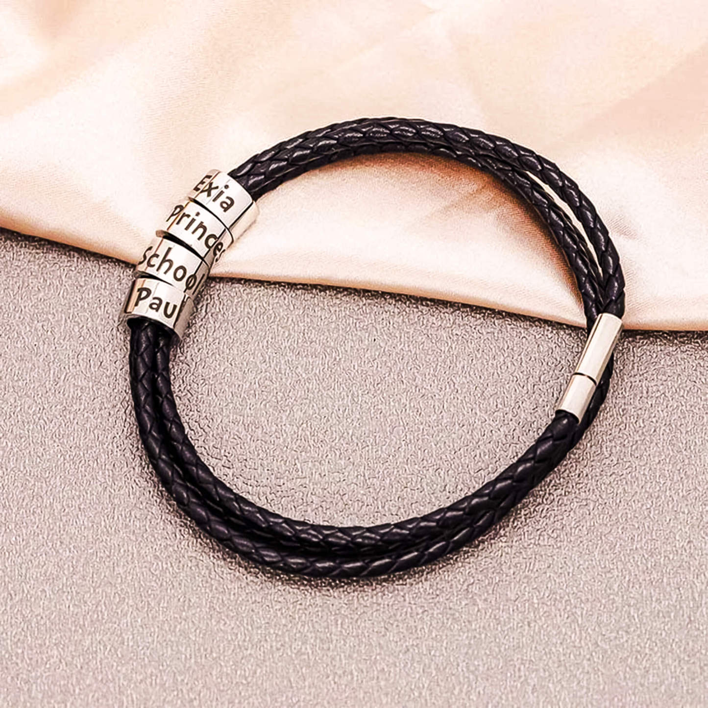 For Father - 3 Layer Cutiomized Name Leather Braided Bracelet