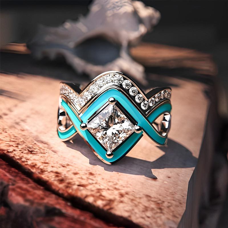 S925 Turquoise Ocean Wave Ring