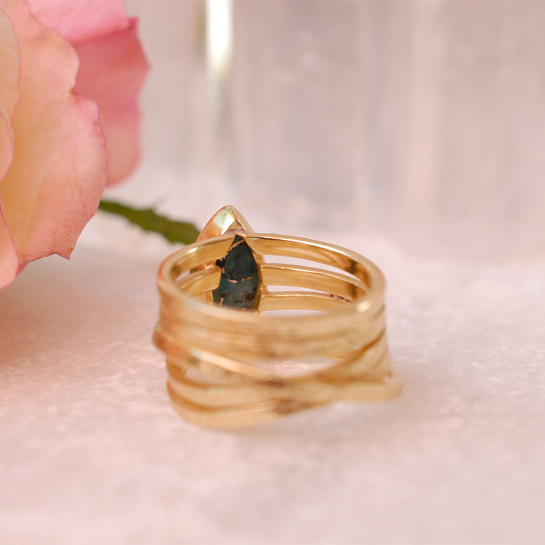 S925 Teardrop Turquoise Ring
