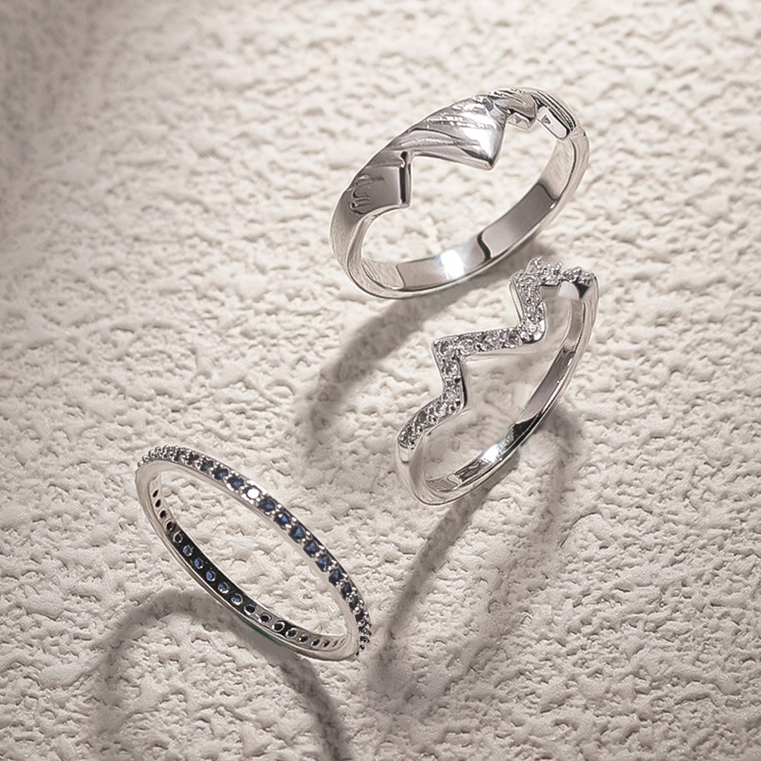 S925 Keep Climbing Mountain Rings