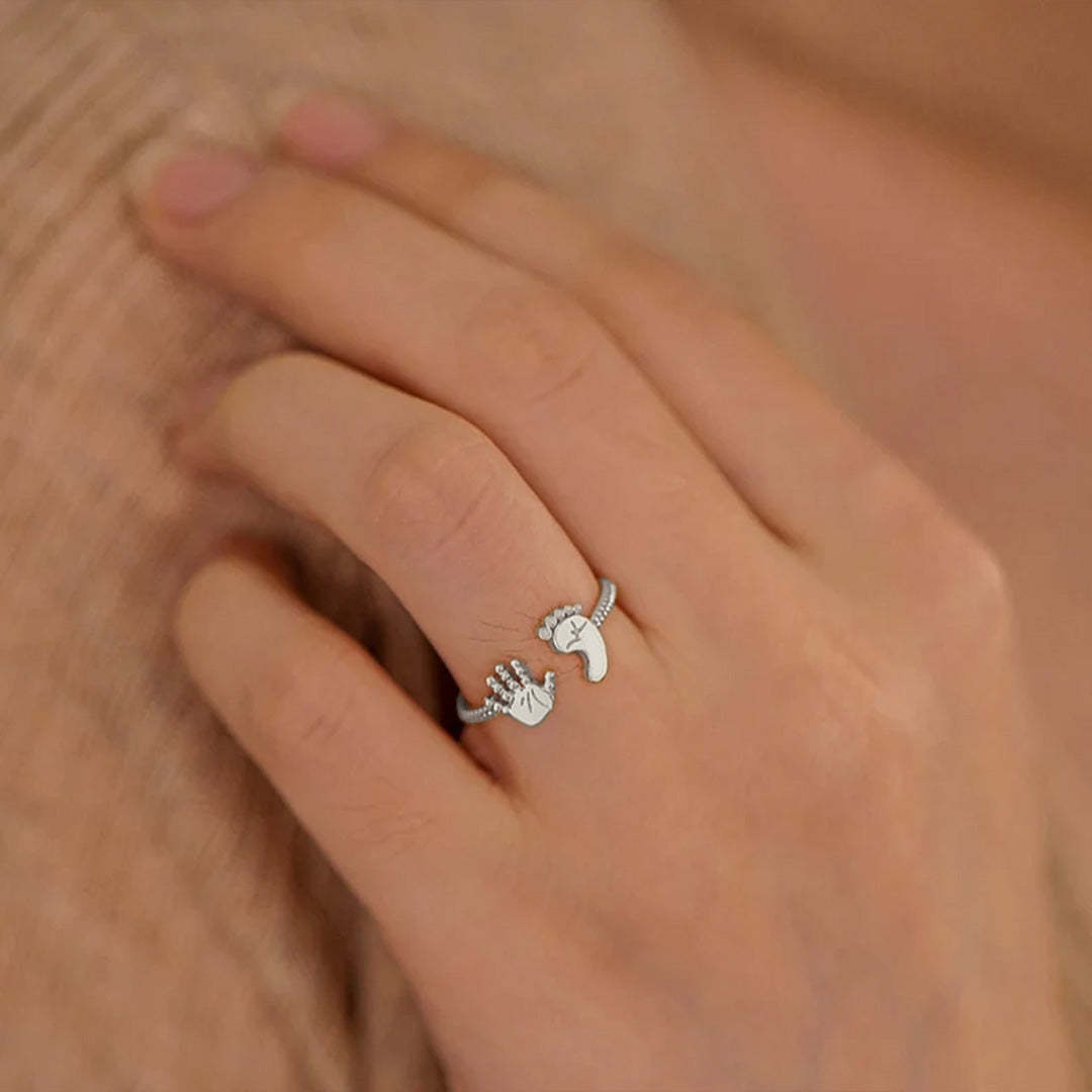 For Mother - S925 You Are Going to Make a Wonderful Mama Baby Palm and Feet Ring