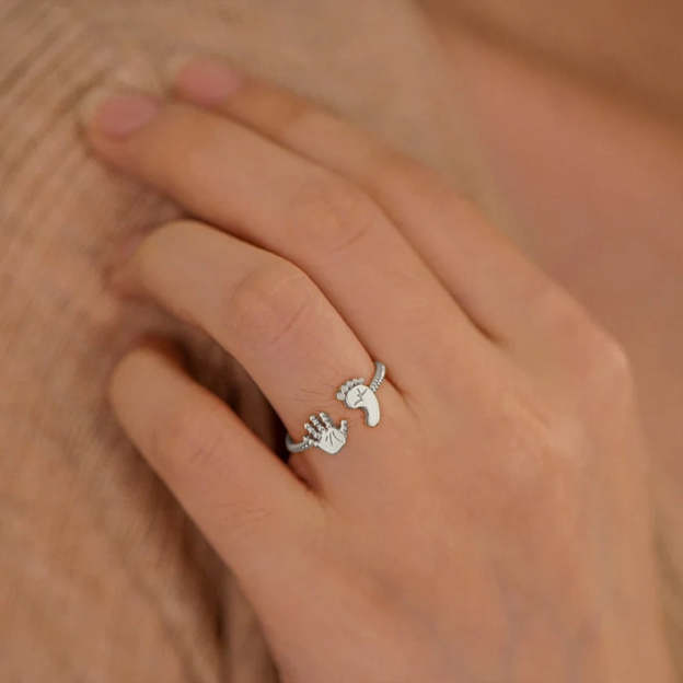 For Mother - S925 You Are Going to Make a Wonderful Mama Baby Palm and Feet Ring