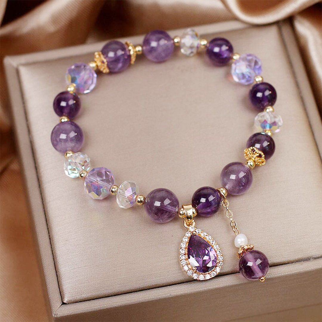 Amethyst Drop Beaded Bracelet