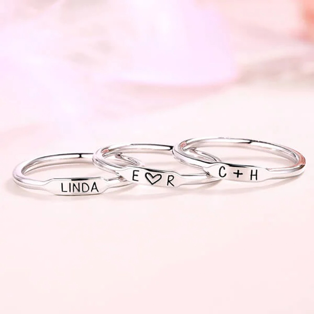Striped Stacked Custom Rings