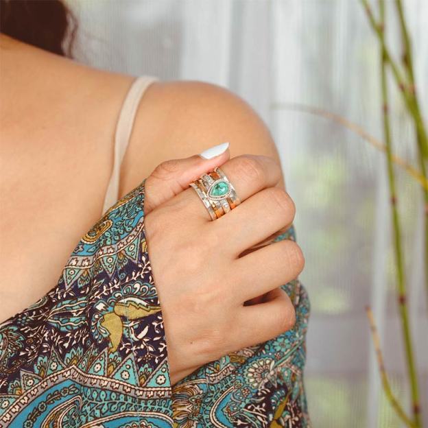 S925 Tranquil Oasis-The Serenity Turquoise Large Circle Ring