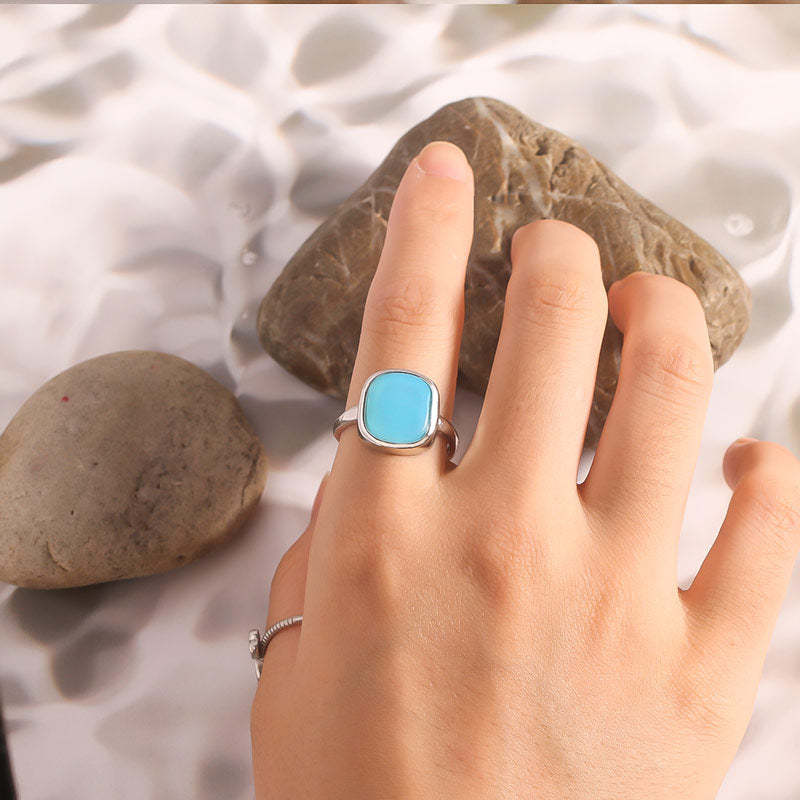 S925 Thalassophile Irregular Sea Glass Ring