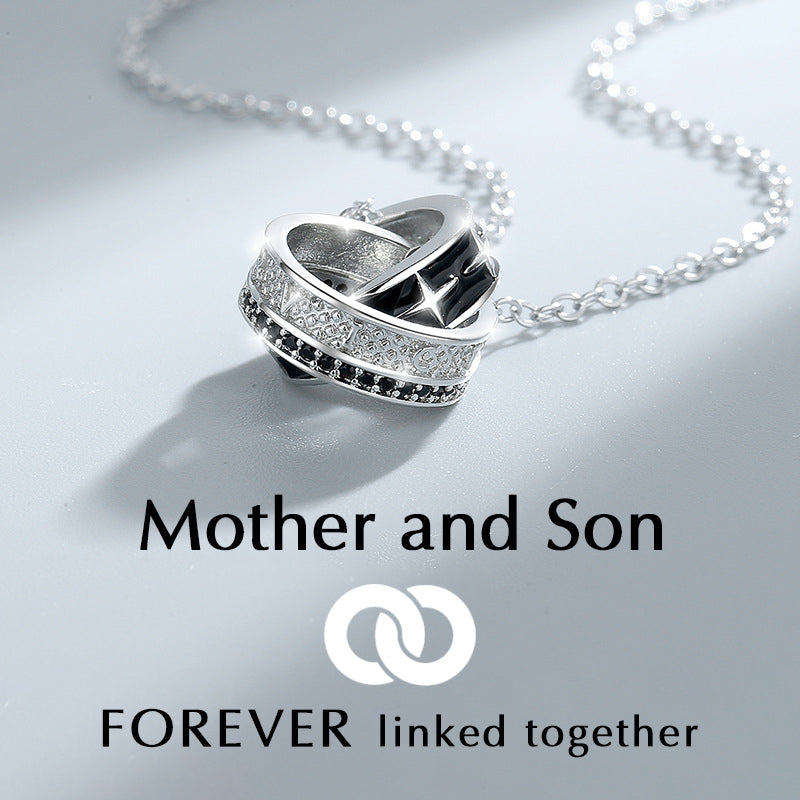 S925 Mother and Son Forever Linked Together Necklace