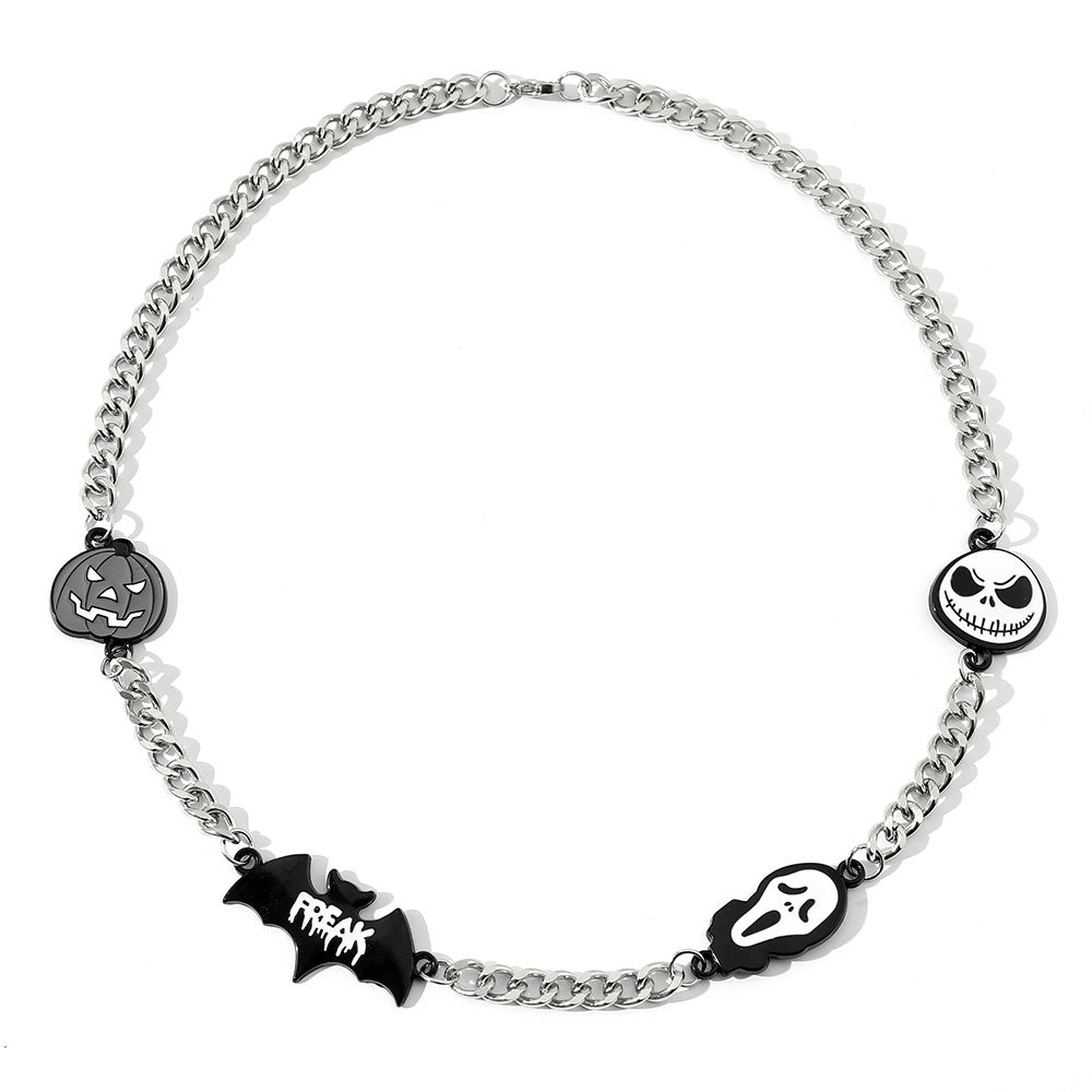 Skull Pumpkin Bat Necklace
