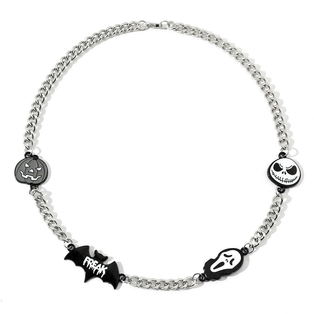 Skull Pumpkin Bat Necklace