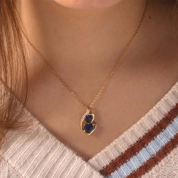 For Love - S925 My Wishes to Smokin' Hot Soulmate Blue Crystal Heart to Heart Necklace