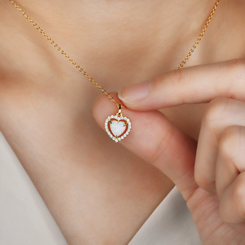 For Self - S925 Love Yourself Unconditionally Heart Opal Necklace