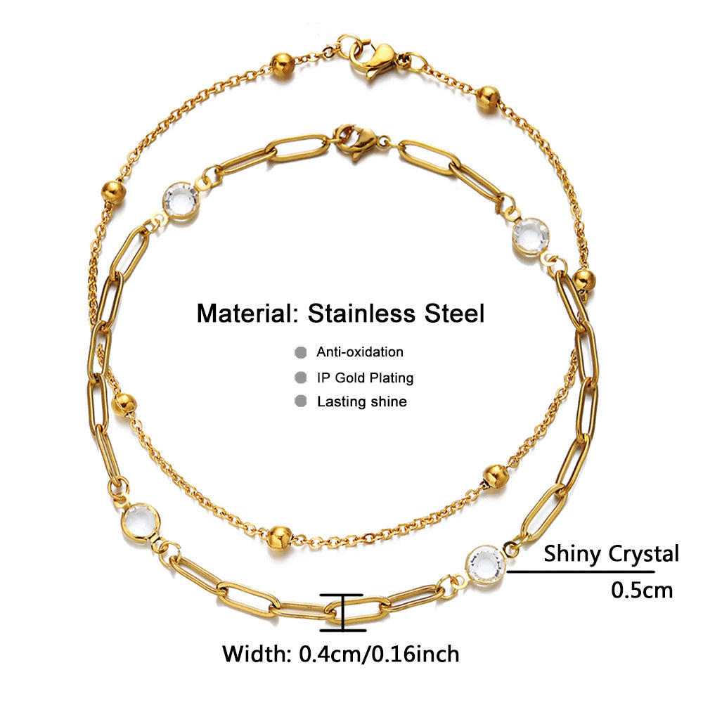 Shiny Crystal Chain Layer Anklet
