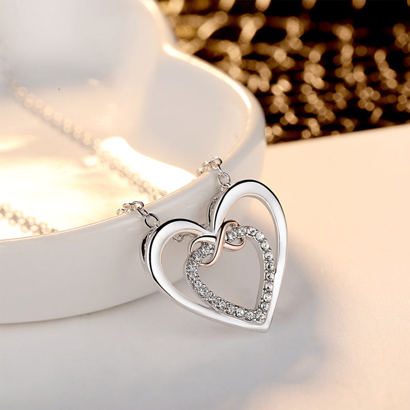 For Granddaughter - S925 Always Keep Me in Your Heart for You are Always in Mine Two hearts Infinity Necklace