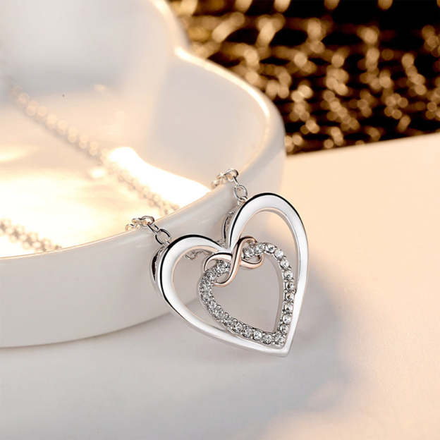For Granddaughter - S925 Always Keep Me in Your Heart for You are Always in Mine Two hearts Infinity Necklace
