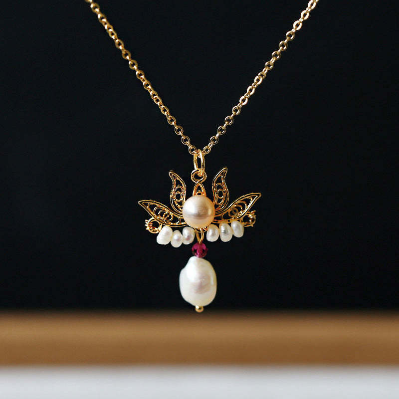 Enlightment & New Beginnings Lotus Pearl Necklace