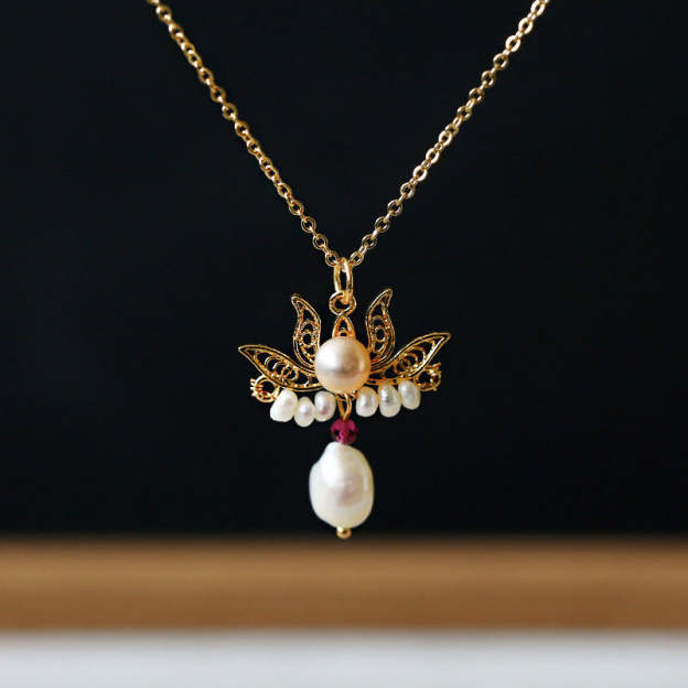 Enlightment & New Beginnings Lotus Pearl Necklace