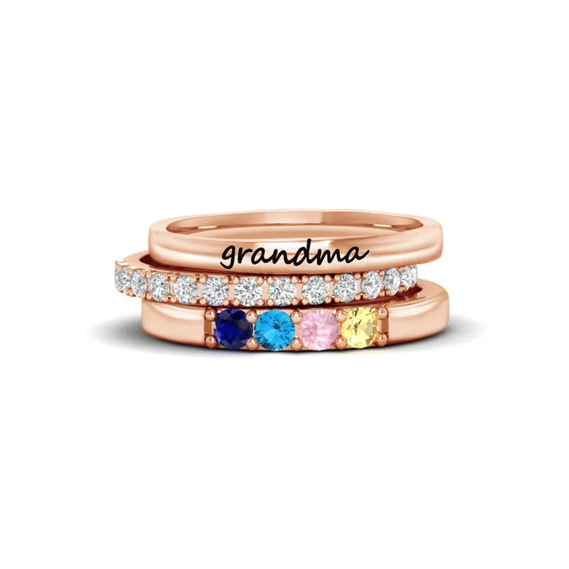 For Grandmother - S925 Birthstone Custom Ring