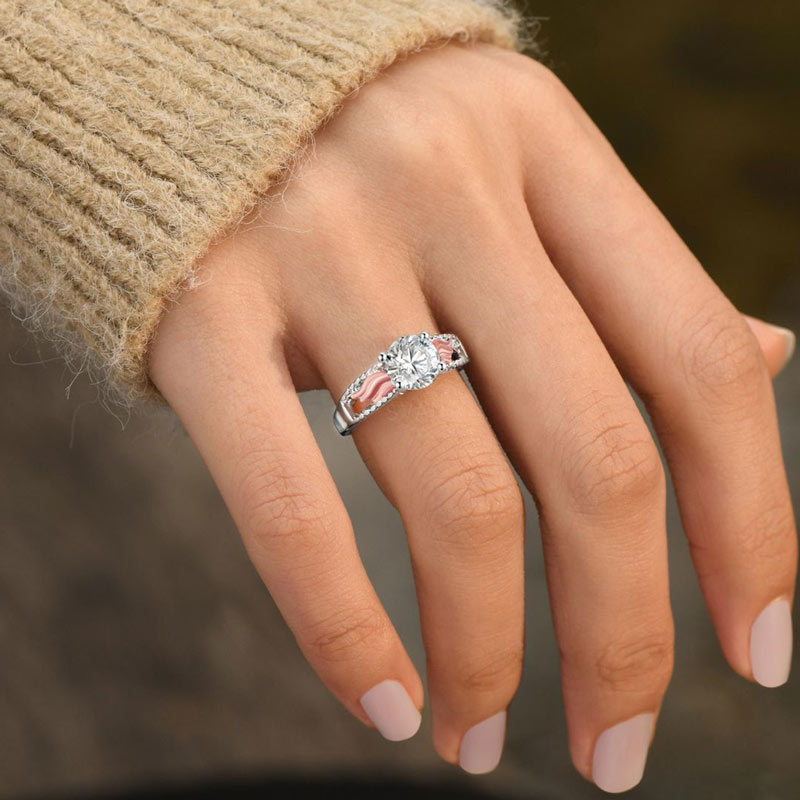 For Memorial - Hug From Heaven Diamond Wings Name Custom Ring