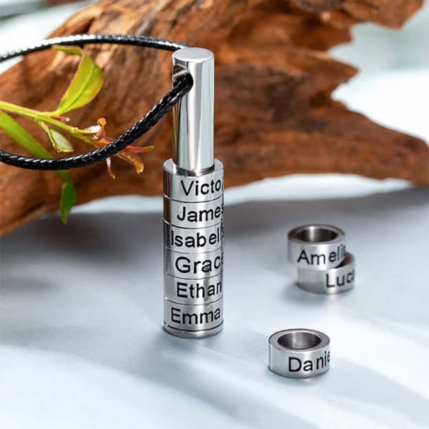 For Father - Cylinder Beads Name Custom Necklace