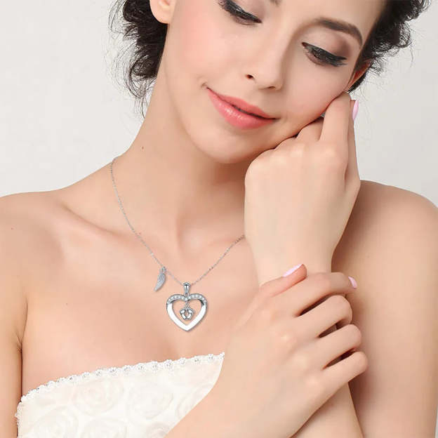 For Memorial- S925 I Will Love You for Every Second of Mine Baby Feet Heart Necklace