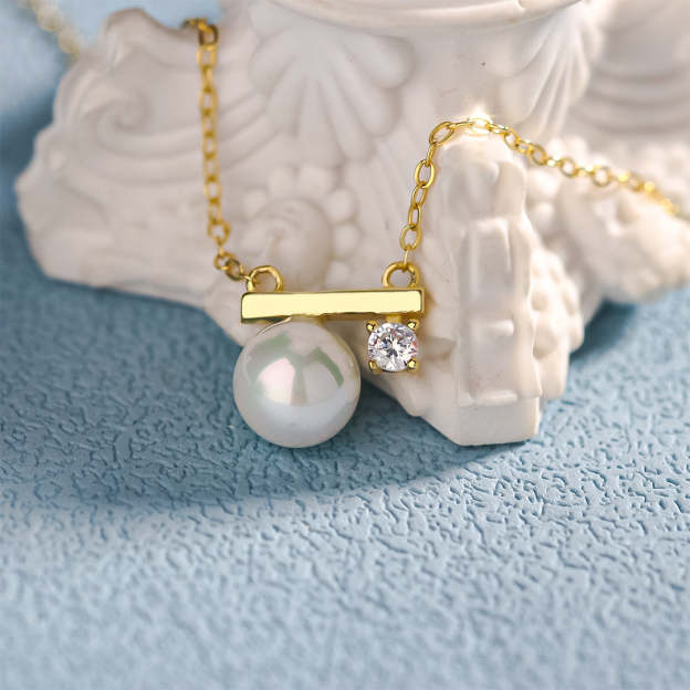 S925 Life is 90% How You React it Pearl Balance Necklace